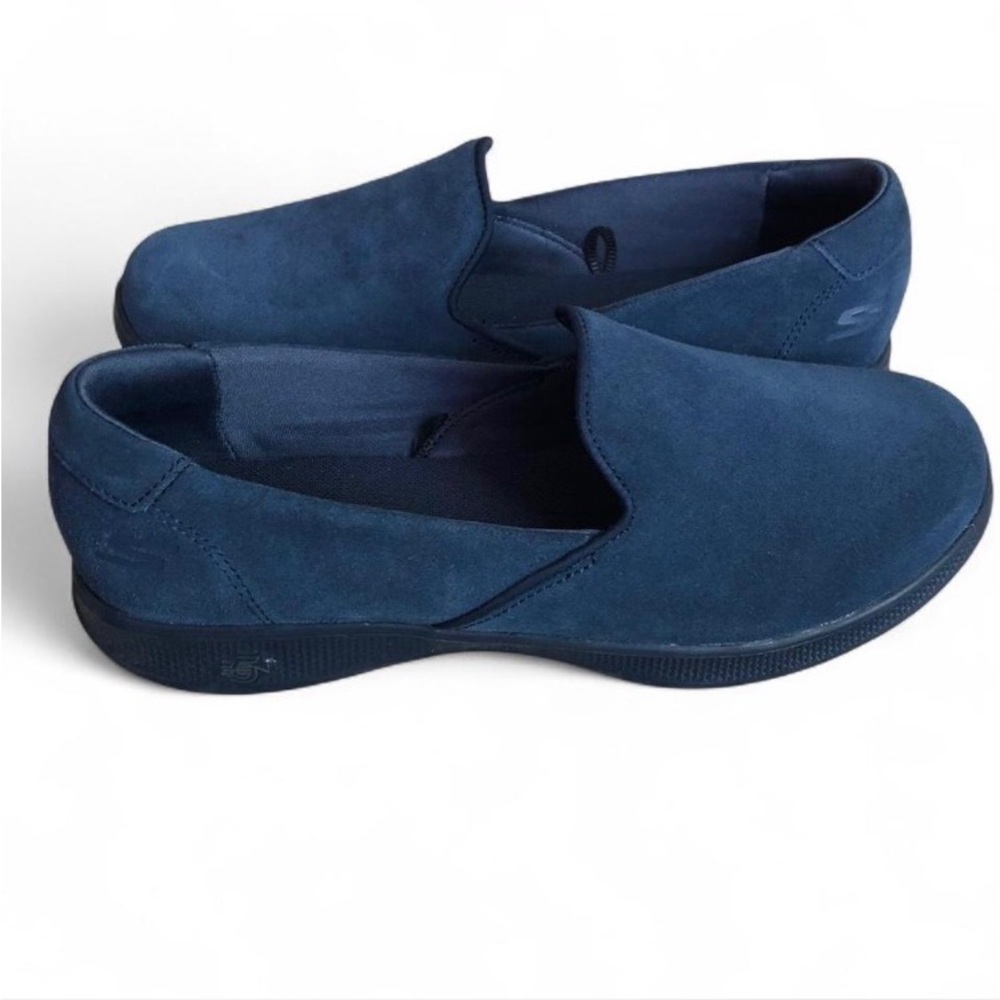 Skechers GOstep Lite Suede Slip-on Shoes Size 7 M Navy